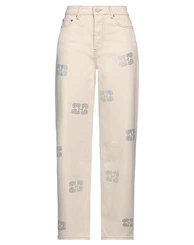 GANNI Denim trousers Ivory 100% Cotton