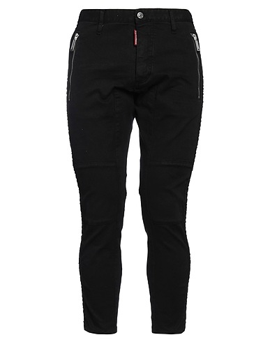 DSQUARED2 Denim trousers Black 98% Cotton, 2% Elastane, Calfskin