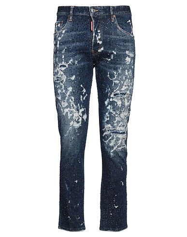 DSQUARED2 Denim trousers Blue 99% Cotton, 1% Elastane, Calfskin