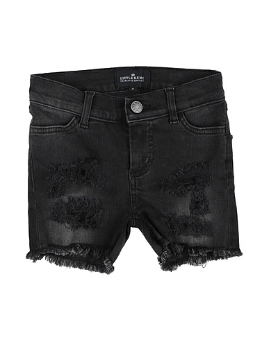 LITTLE REMIX by CHARLOTTE ESKILDSEN Denim shorts Black 89% Cotton, 8% Polyester, 3% Lycra®