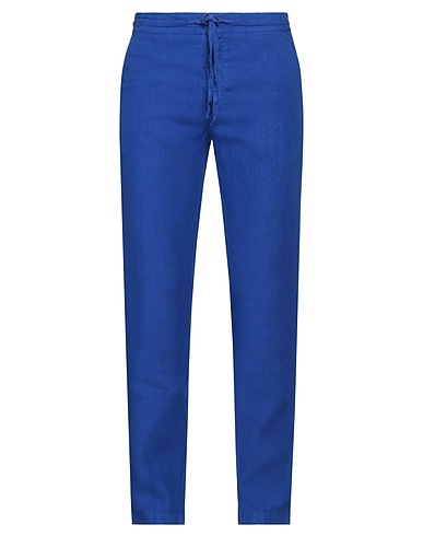 120% LINO Casual pants Bright blue 100% Linen