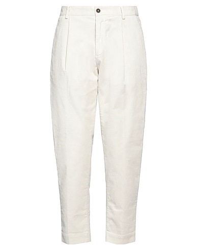 OUT/FIT Casual trouser Off white 98% Cotton, 2% Elastane