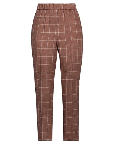 PESERICO Casual trouser Brown 100% Linen