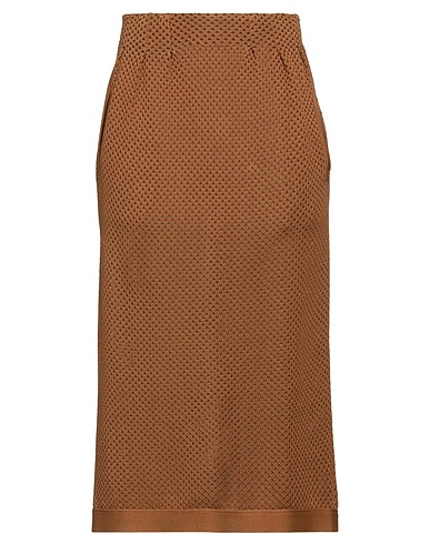 AGNONA Midi skirt Brown 47% Cotton, 33% Viscose, 20% Silk
