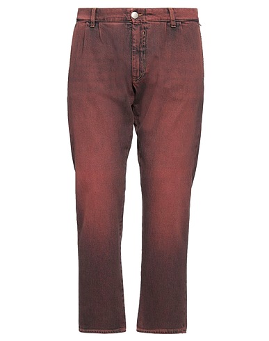 MANUEL RITZ Denim trousers Brick red 99% Cotton, 1% Elastane