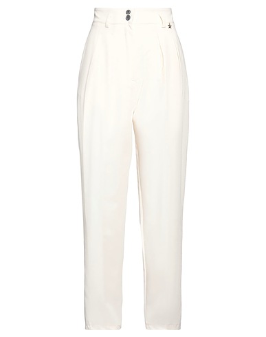 SOUVENIR Casual trouser Ivory 78% Polyester, 18% Viscose, 4% Elastane
