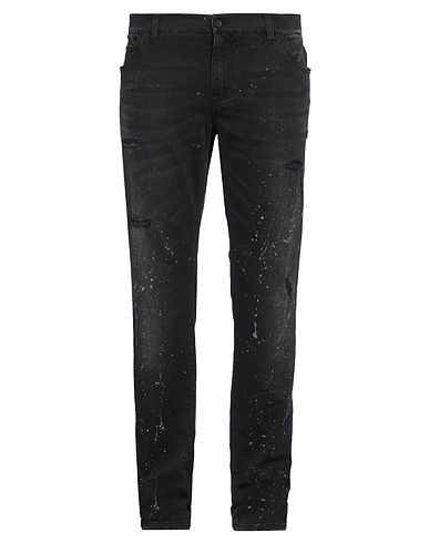 DOLCE&GABBANA Jeans Schwarz 98% Baumwolle, 2% Elastan, Zamaklegierung, Rindsleder
