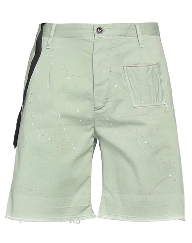 MAURIZIO MASSIMINO Shorts & Bermuda Sage green 98% Cotton, 2% Elastane