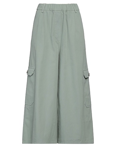 ALYSI Casual pants Sage green 97% Cotton, 3% Elastane