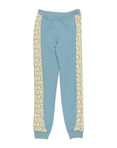 VERSACE YOUNG Casual trouser Light blue 100% Cotton, Elastane