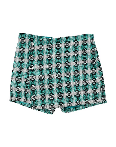 VERSACE YOUNG Shorts & Bermuda Green 71% Virgin Wool, 15% Metallic Polyester, 14% Polyamide