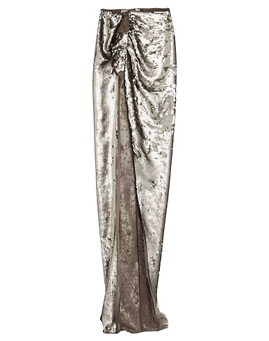 RICK OWENS Gonna lunga Grigio 100% Seta, Poliestere