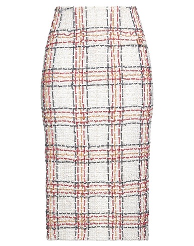 ELISABETTA FRANCHI Midi skirt Ivory 55% Polyamide, 45% Viscose, Metal