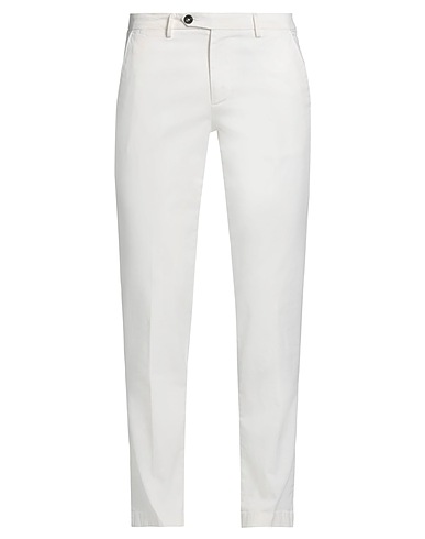 MANUEL RITZ Casual trouser White 98% Cotton, 2% Elastane