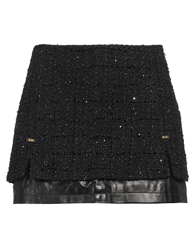 GCDS Mini skirt Black 100% Leather, Cotton, Polyester, Acrylic, Polyamide