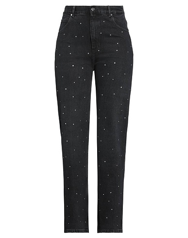 SANDRO Denim pants Black 100% Cotton, Glass