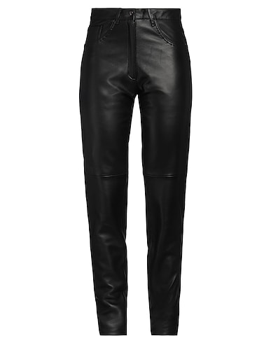 CLIPS MORE Casual trouser Black 100% Leather