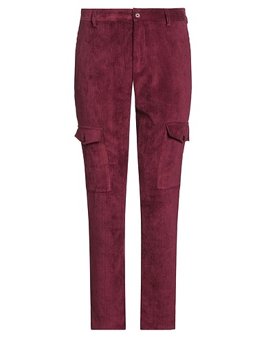 GREY DANIELE ALESSANDRINI Casual trouser Burgundy 87% Polyester, 11% Polyamide, 2% Elastane