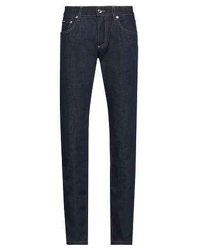 DOLCE&GABBANA BOTTOMWEAR Blue 97% Cotton, 3% Elastane, Cow leather