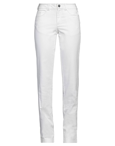 MALO Denim trousers White 99% Cotton, 1% Elastane