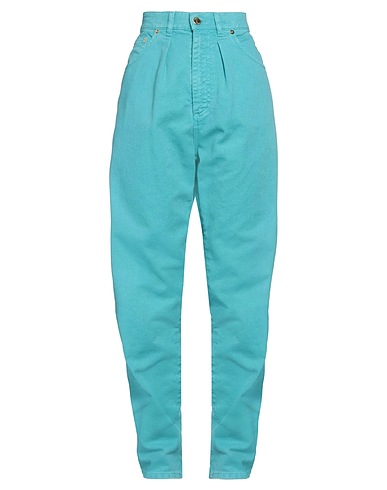 ALBERTA FERRETTI Denim trousers Turquoise 100% Cotton
