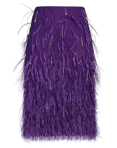 DES_PHEMMES Midi skirt Purple 100% Nylon, Ostrich feathers