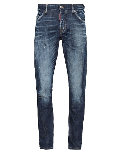 DSQUARED2 Denim trousers Blue 98% Cotton, 2% Elastane, Cow leather