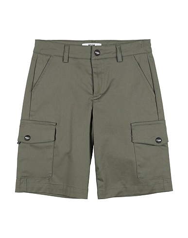 MSGM Shorts & Bermuda KIDS Military green 98% Cotton, 2% Elastane