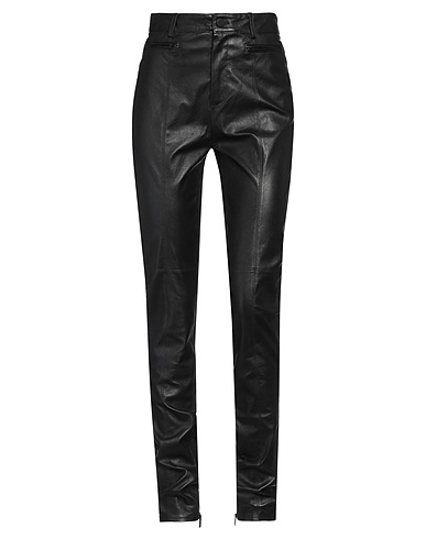 DAVID KOMA Casual trouser Black 100% Leather, Viscose, Polyamide, Elastane