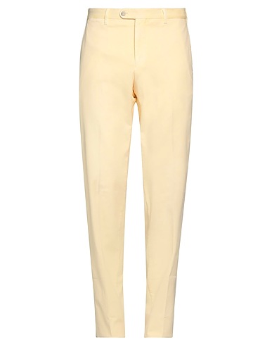 FEDELI Casual trouser Pastel yellow 95% Cotton, 3% Cashmere, 2% Elastane