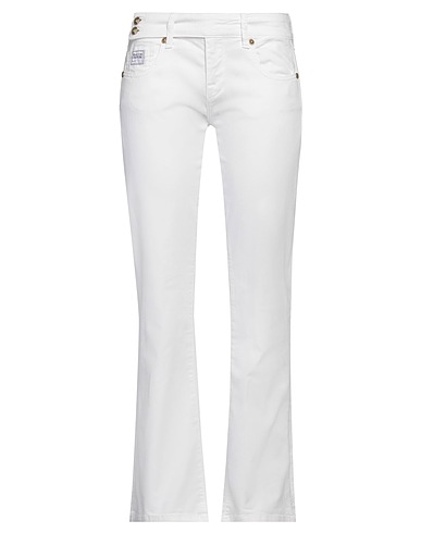 VERSACE JEANS COUTURE Denim trousers White 98% Cotton, 2% Elastane