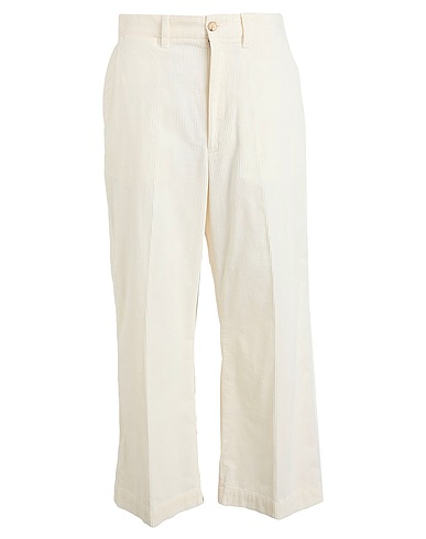 POLO RALPH LAUREN Casual pants CORDUROY WIDE-LEG CROPPED PANT Cream 100% Cotton