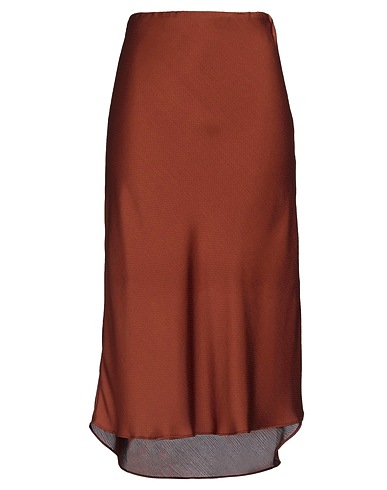 DESIGNERS REMIX Midi skirt Brown 50% Recycled polyester, 50% Polyester