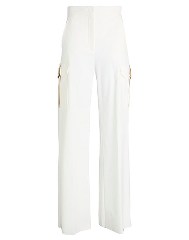 MAX MARA Casual trouser White 95% Cotton, 5% Elastane, Cow leather
