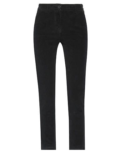 WHITE WISE Casual trouser Black 97% Cotton, 3% Elastane