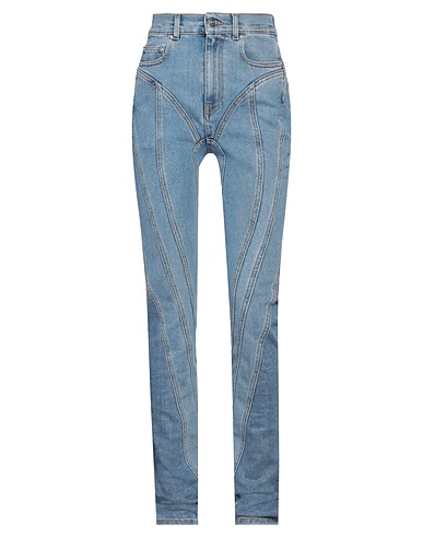 MUGLER Denim trousers Blue 72% Cotton, 28% Elastomultiester, Elastane