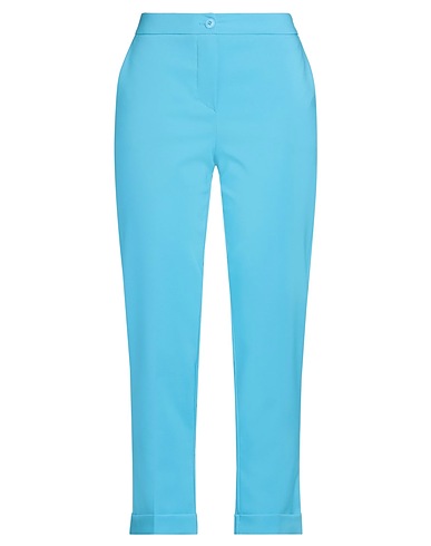 SANDRO FERRONE Casual trouser Azure 89% Polyester, 11% Elastane