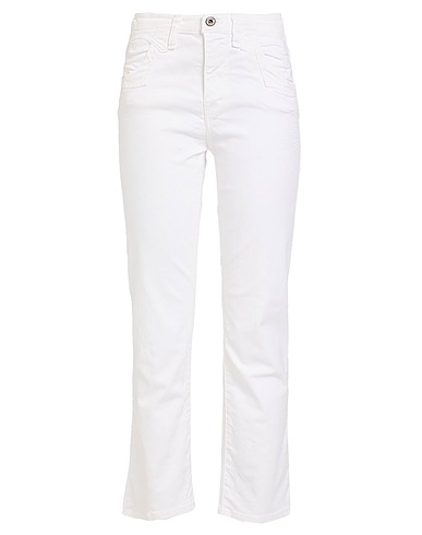 PLEASE Denim trousers White 98% Cotton, 2% Elastane