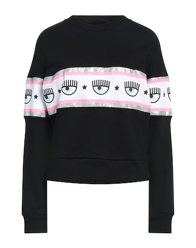 CHIARA FERRAGNI Sweatshirt Black 100% Cotton, Elastane