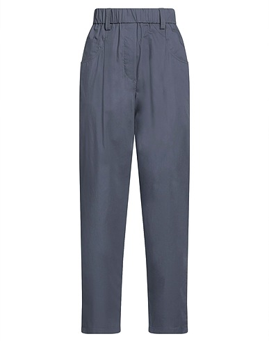 BRUNELLO CUCINELLI Casual trouser Slate blue 100% Cotton, Brass
