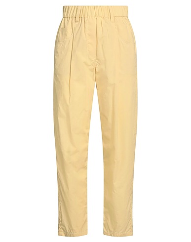 BRUNELLO CUCINELLI Casual trouser Pastel yellow 100% Cotton, Brass