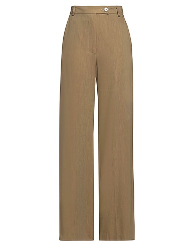 SOLOTRE Casual trouser Military green 84% Viscose, 16% Linen, Acetate