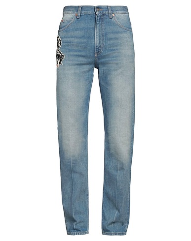 GUCCI Denim trousers Blue 100% Cotton, Polyester, Calfskin