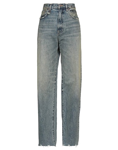 R13 Denim trousers Blue 100% Cotton, Cow leather