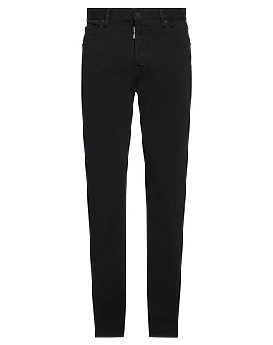DSQUARED2 Denim trousers Black 97% Cotton, 3% Elastane, Cow leather