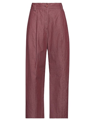 MOMONÍ Casual pants Burgundy 42% Polyester, 34% Cotton, 24% Linen