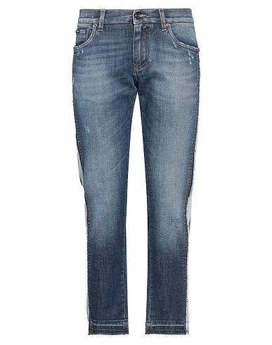 DOLCE&GABBANA Denim trousers Blue 98% Cotton, 2% Elastane, Calfskin, Brass
