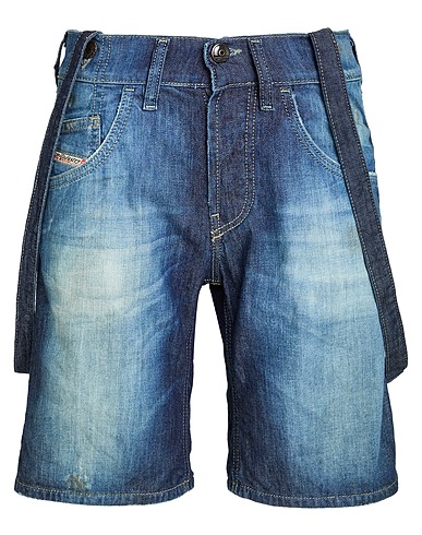 DIESEL Denim shorts Blue 99% Cotton, 1% Elastane, Cow leather