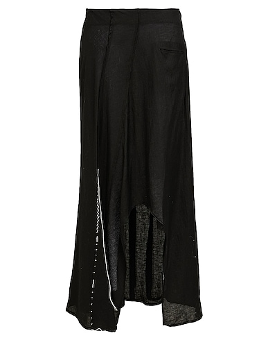 YOHJI YAMAMOTO Maxi Skirts Black 100% Linen, Cotton