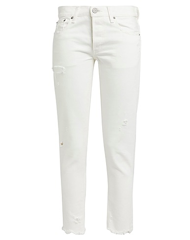 MOUSSY Denim pants White 100% Cotton